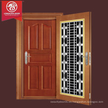 Juego de puerta de entrada de casa personalizada, puerta de acero inoxidable y puerta de madera